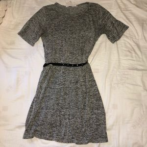 Grey Shirt Dress with Front Pocket